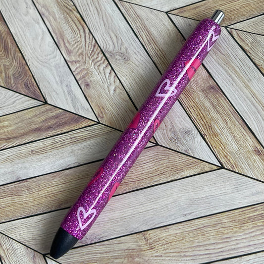 Purple and Pink Hearts and Lips Valentine Pen