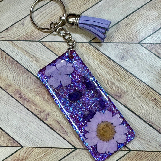 Purple with Flowers Keychain