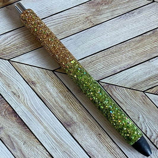 Green & Gold Ombré Glitter Pen