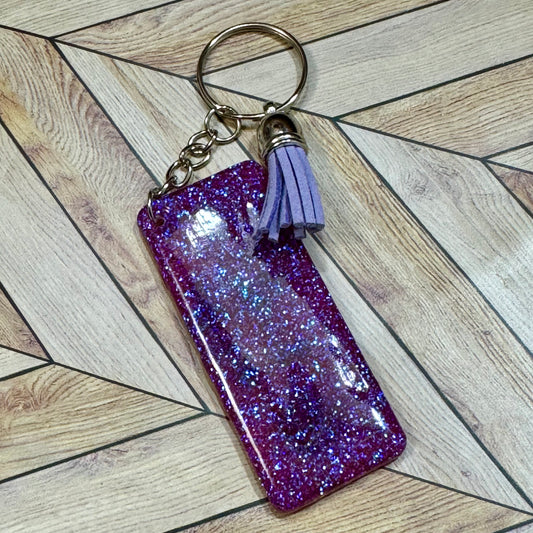 Purple with Flowers Keychain