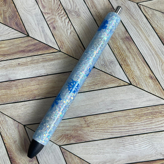 Light Blue Iridescent Snowflake Pen