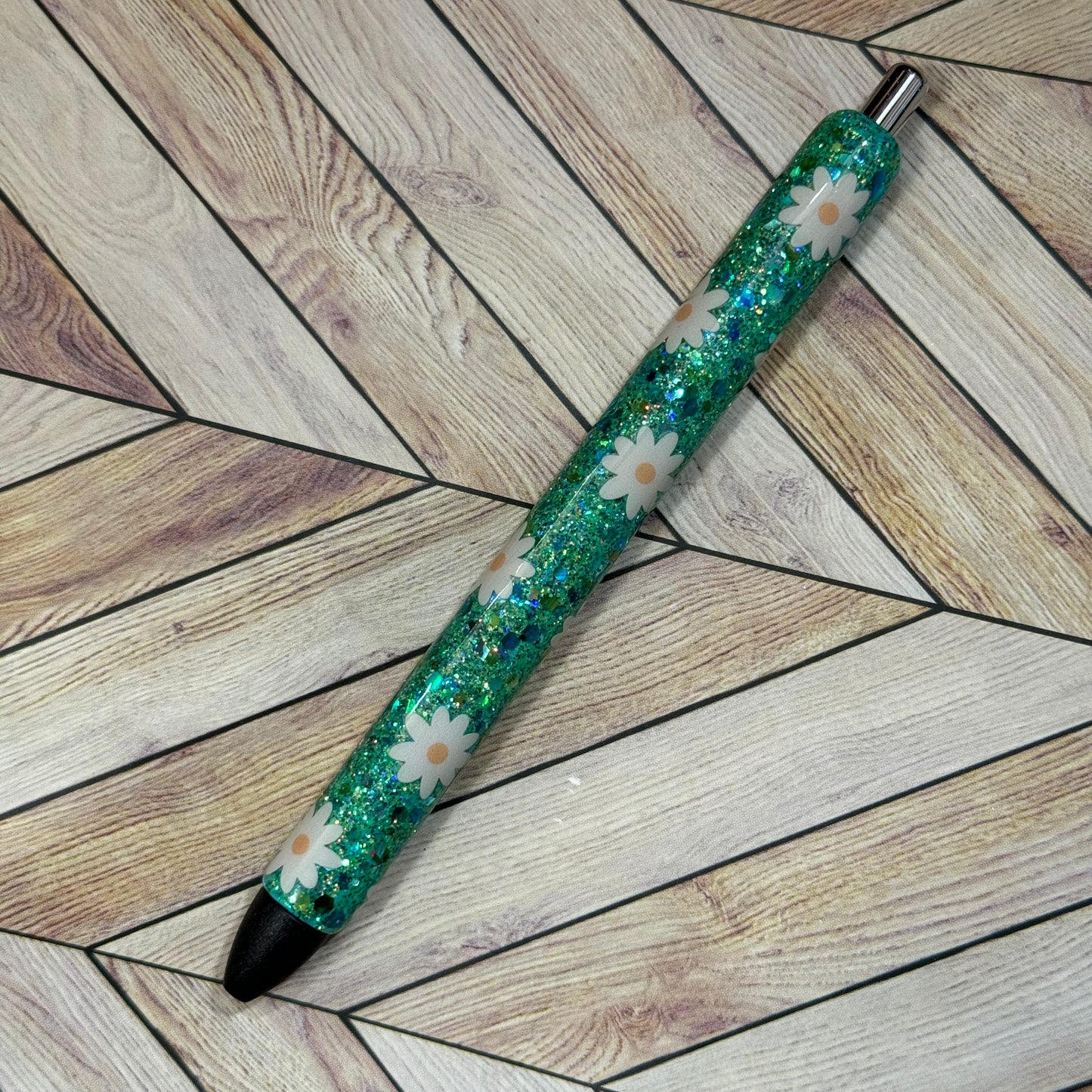 Daisy Flowers Glitter Pen