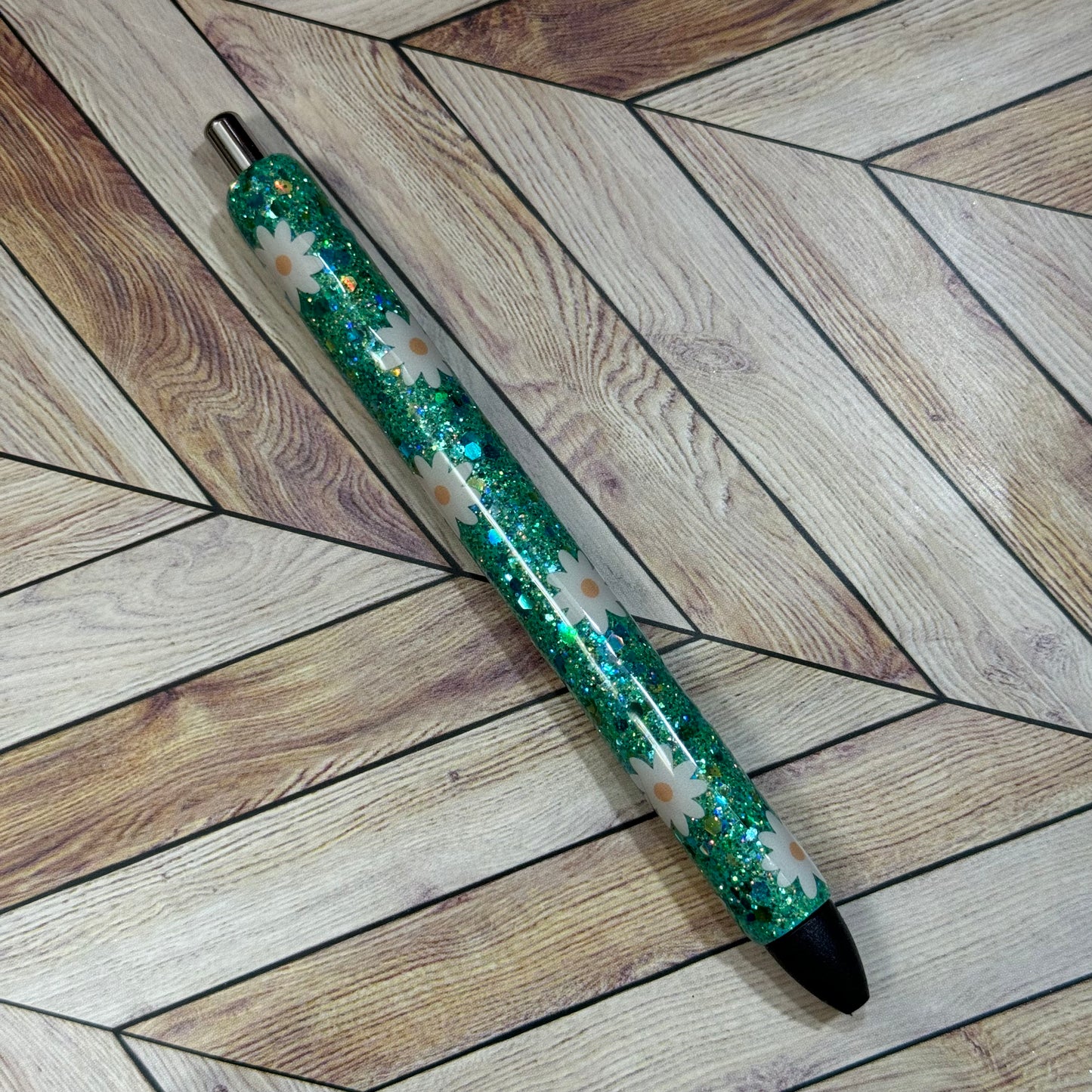 Daisy Flowers Glitter Pen